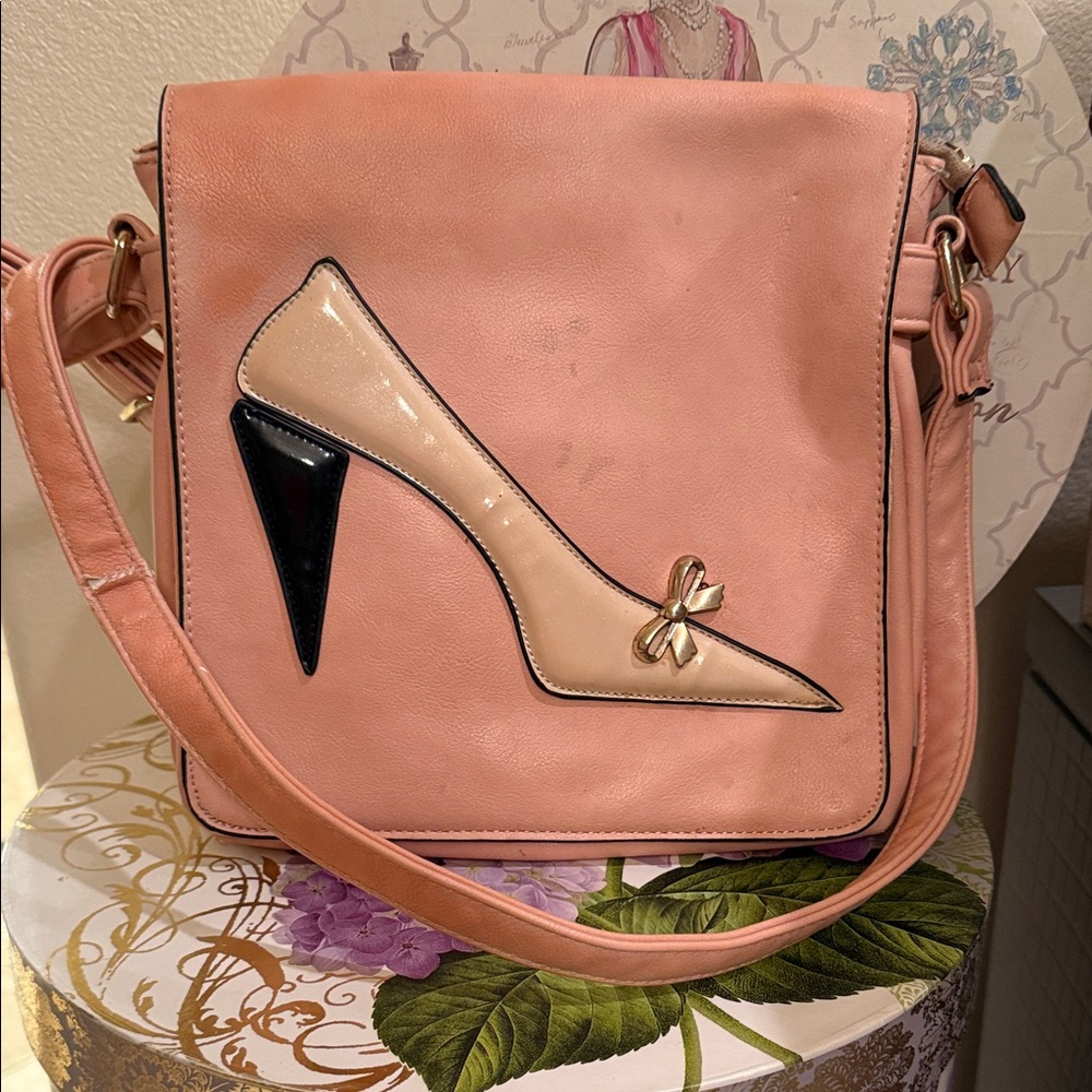 Miss Unique Pink Crossbody Bag with High Heel Design